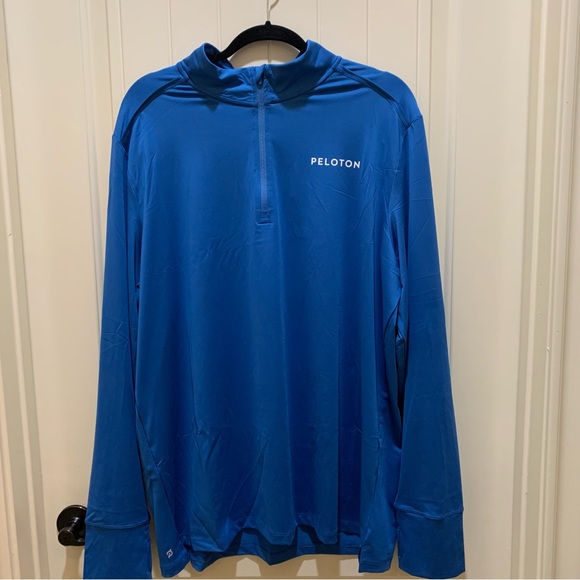 Peloton Warmup Blue Athletic Gym Long Sleeve Poly Workout Shirt Mens NWT XXL - Picture 3 of 8